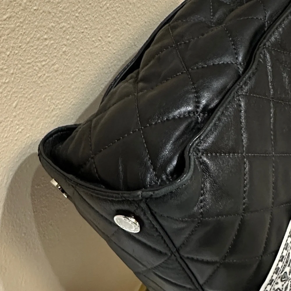 Michael Kors Black Quilted Shoulder Bag With Dust Bag & Scarf